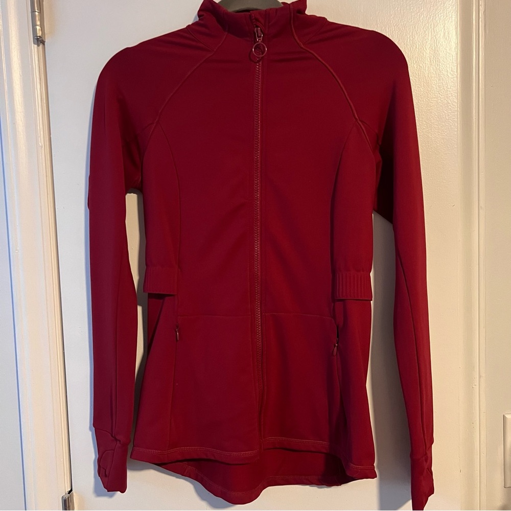 Fabletics women’s zip-up athletic jacket/track jacket - Burgundy